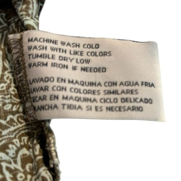 Izod Brown Paisley Button-Up Shirt – 100% Cotton Collared Short Sleeve Women’s S - Picture 4 of 4
